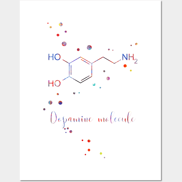 Dopamine molecule Wall Art by RosaliArt